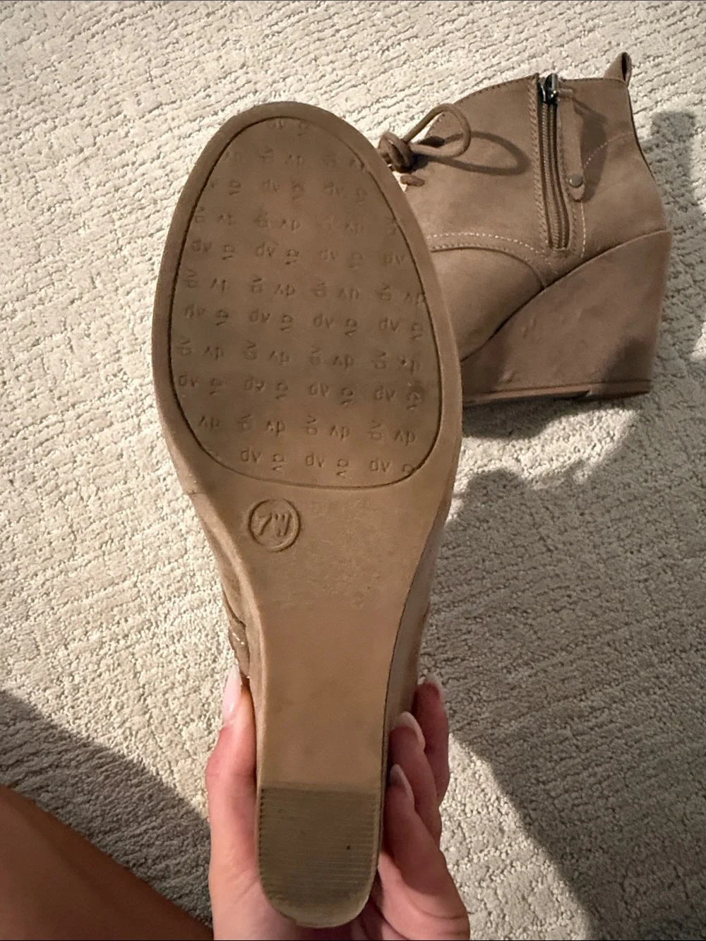 Dolce Vita Wedge Lace-Up Ankle Boots in Taupe